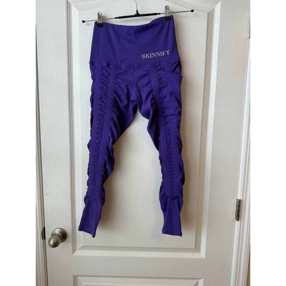 Women's SKINNIFY Purple Ruched Leggings XS